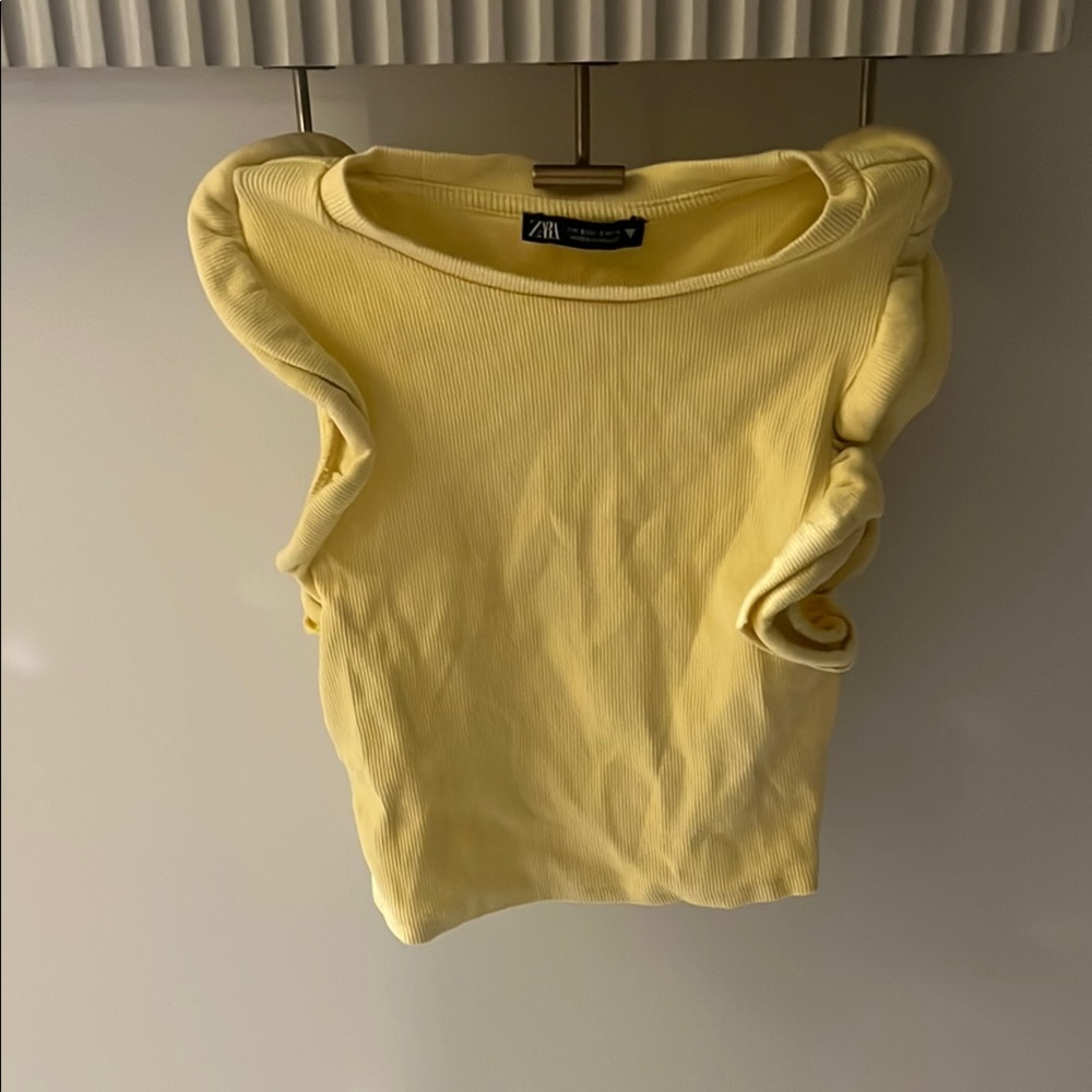 Zara Yellow Ruffled Women's Top